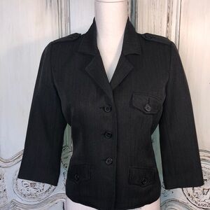 View Gray Black Mid Sleeve Cropped Business Blazer Size 4